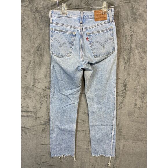 LEVI’S Premium Wedgie Straight Womens Size 25 Distressed Cut Off Ankle Y2K Drift - Picture 4 of 14